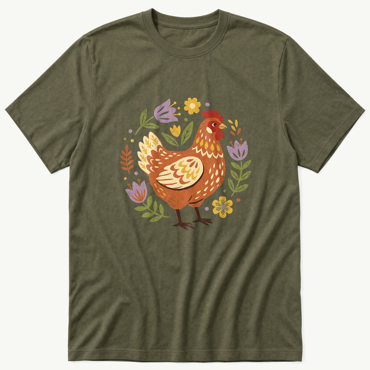 Hen Cutout 1 — Olive T-Shirt