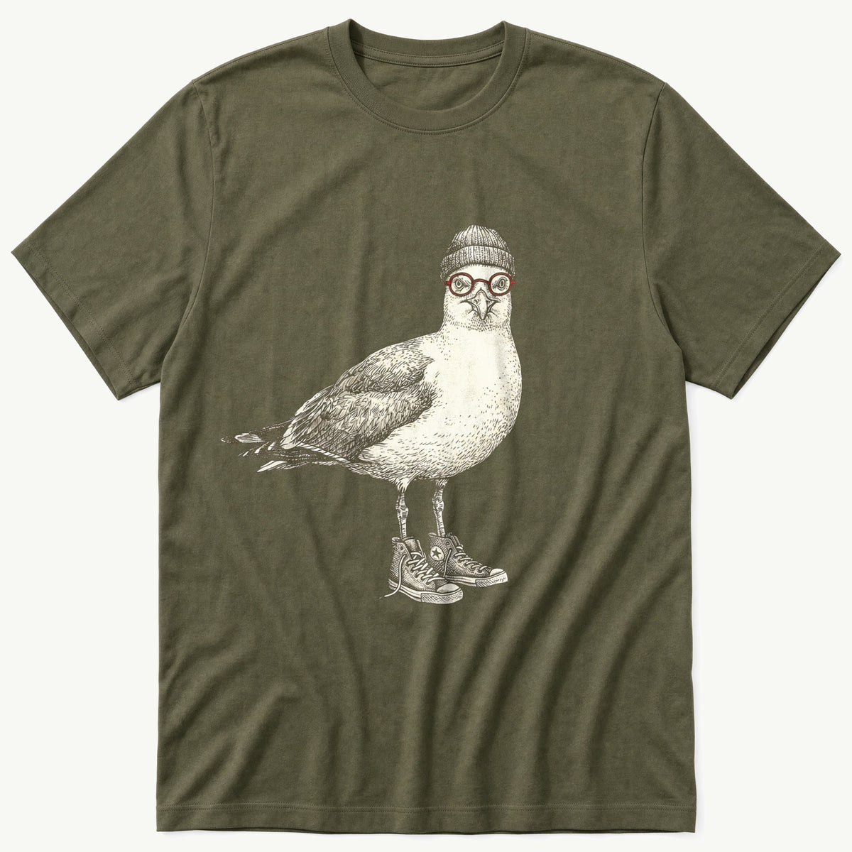 hipster-seagull-2 — Olive T-Shirt