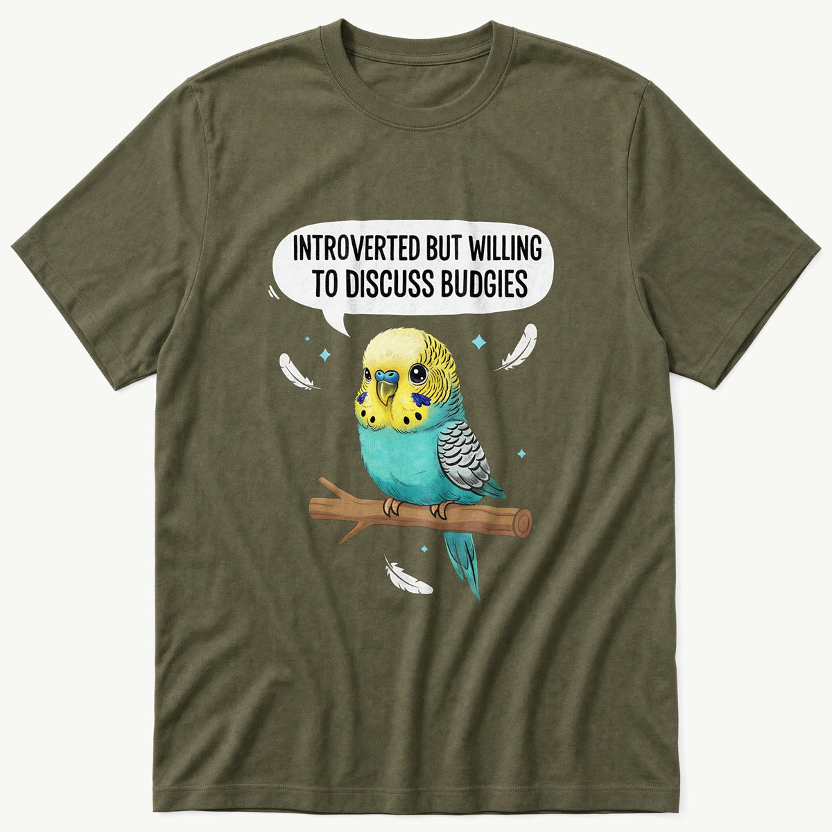 Introverted Budgie Lover — Olive T-Shirt