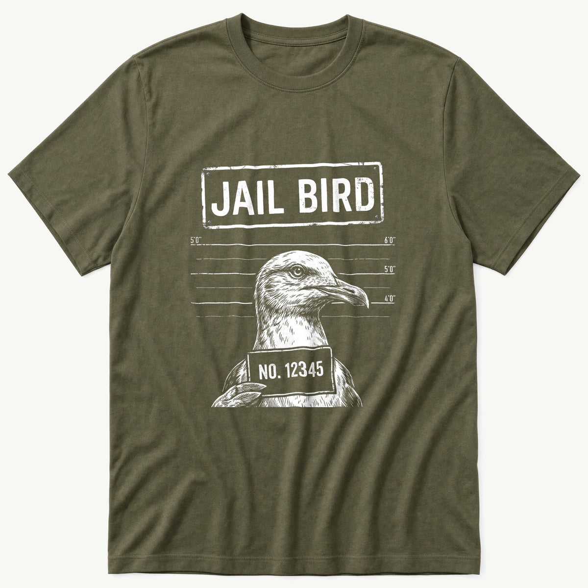 Jail Bird Seagull 4 — Olive T-Shirt