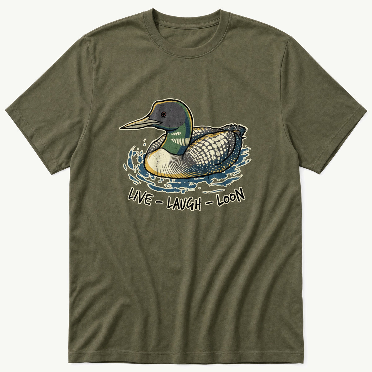 Live Laugh Loon — Olive T-Shirt