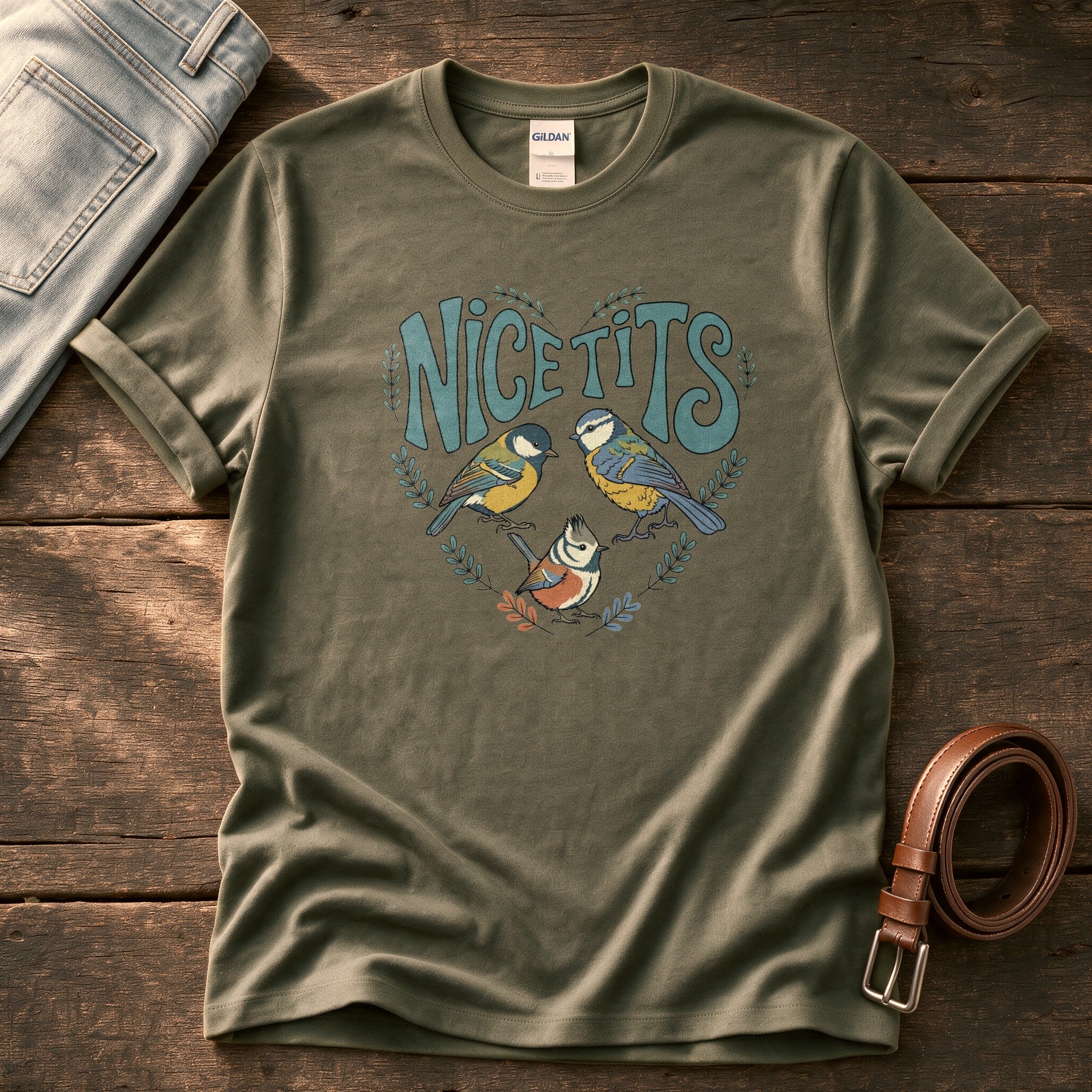 Nice Tits — Olive Comfort Colors tee