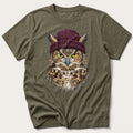 Owl Wool Hat 3 — Olive T-Shirt
