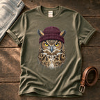Owl Wool Hat 3 — Olive Comfort Colors tee