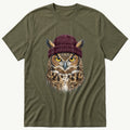 Owl Wool Hat 3 — Olive T-Shirt