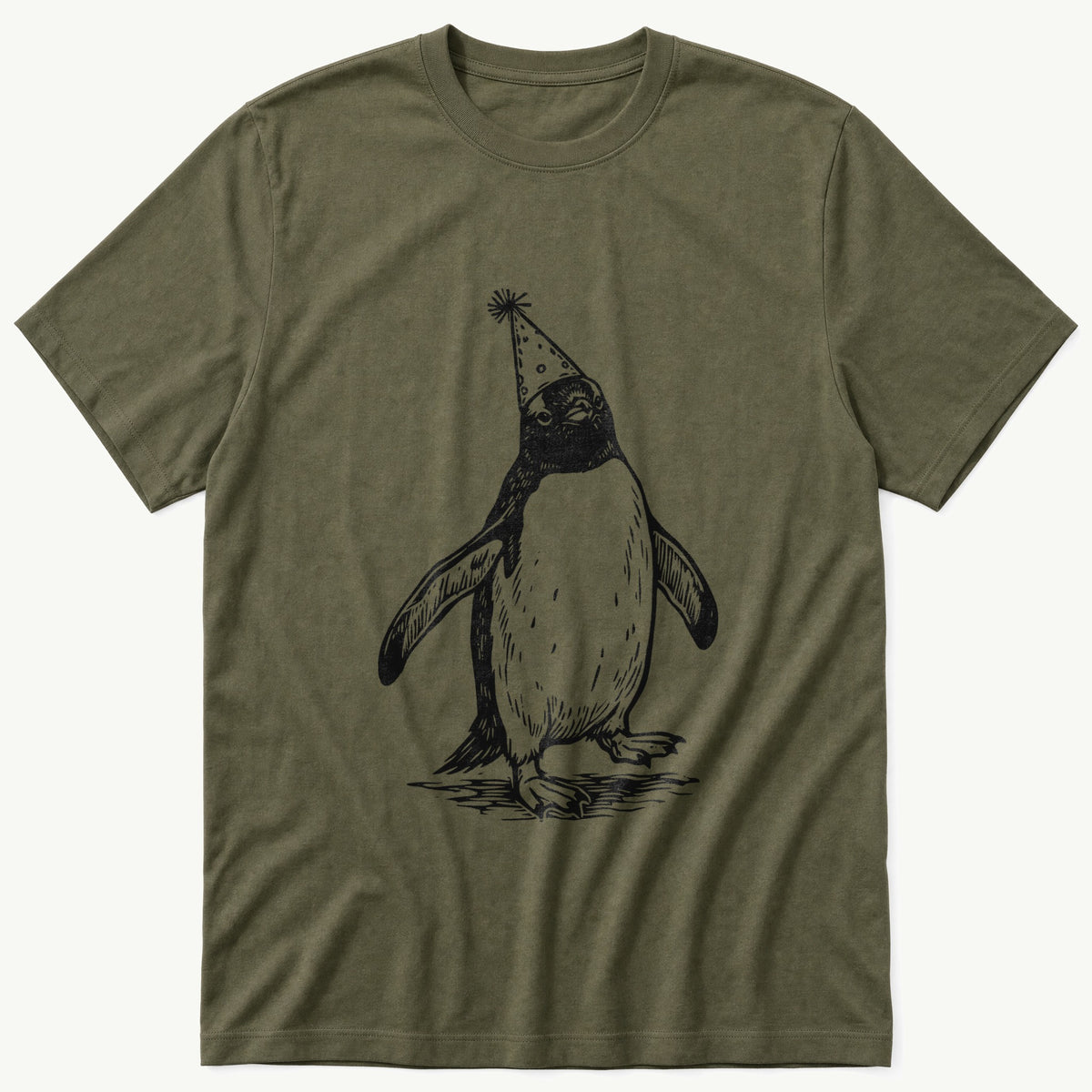Party Penguin 2 — Olive T-Shirt