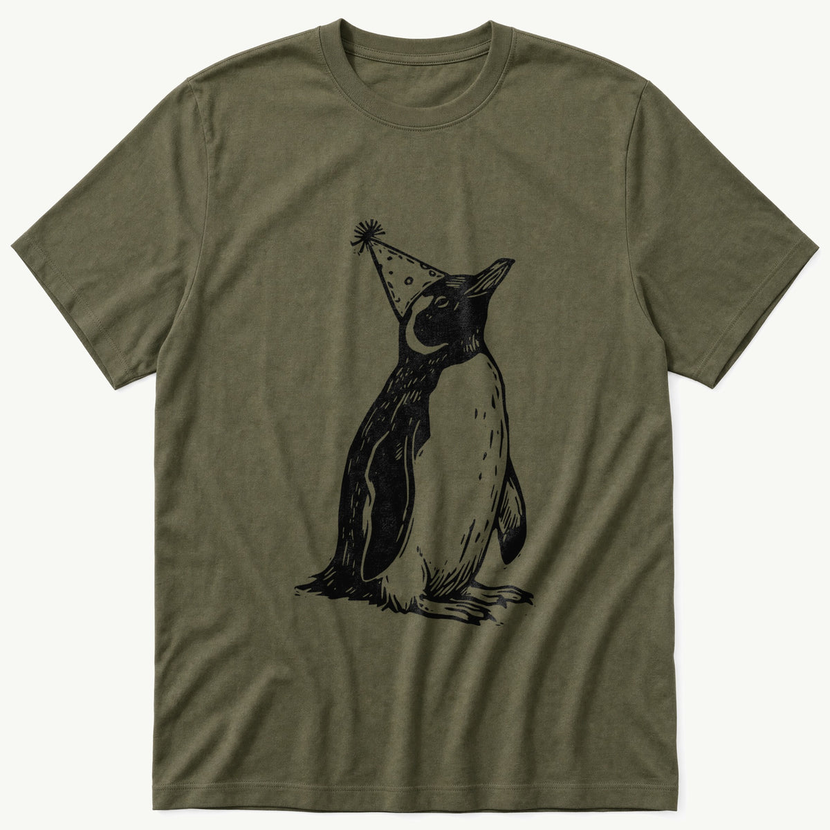 Party Penguin 44 — Olive T-Shirt