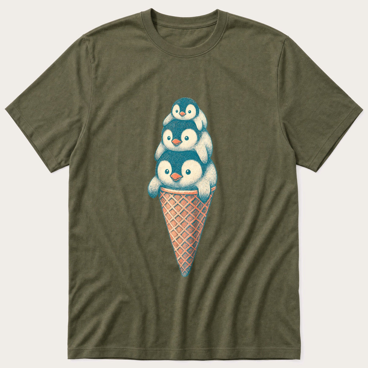 Penguin Cone 3 — Olive T-Shirt