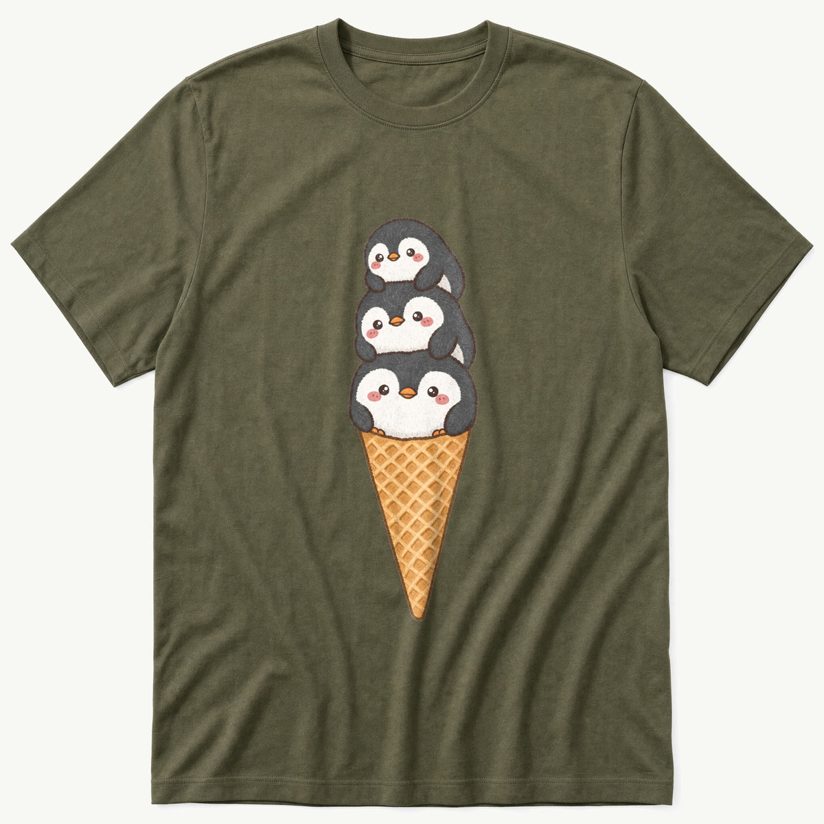 Penguin Cone 6 — Olive T-Shirt