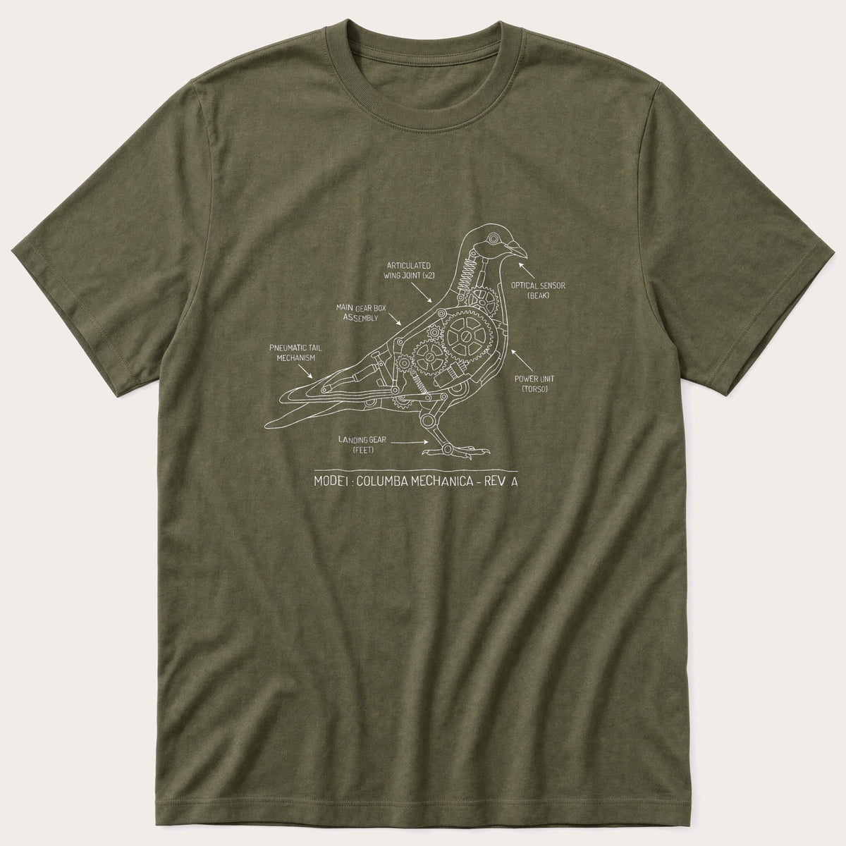 Pigeon Blueprint 22 — Olive T-Shirt