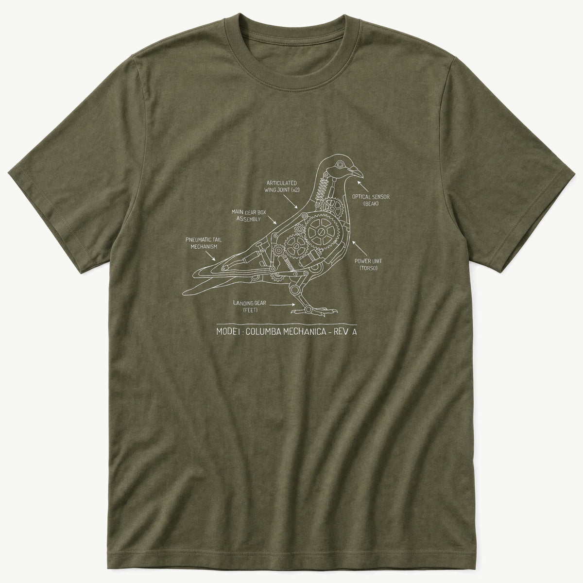 Pigeon Blueprint — Olive T-Shirt