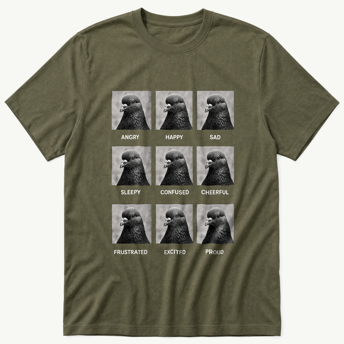 pigeon-emotions — Olive T-Shirt