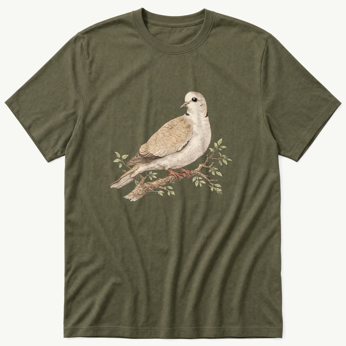 Pigeon On Branch 56 — Olive T-Shirt