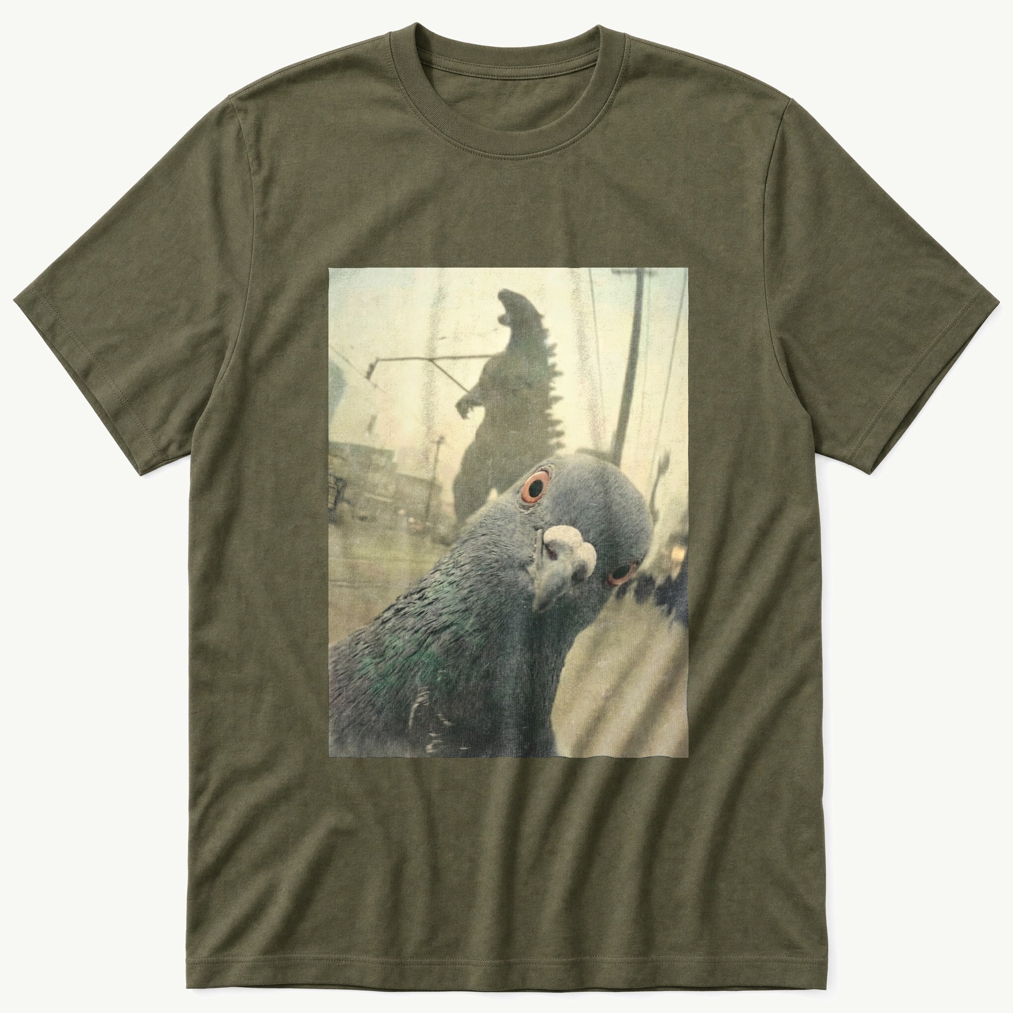 Pigeon Selfie 4 — Olive T-Shirt