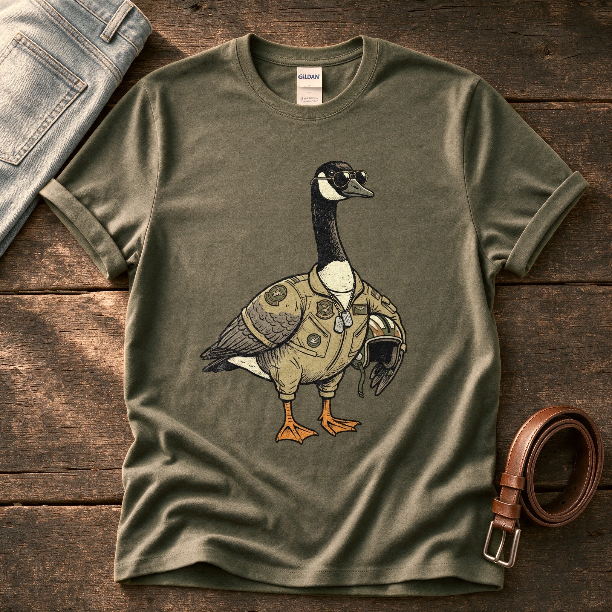 Pilot Goose — Olive Comfort Colors tee