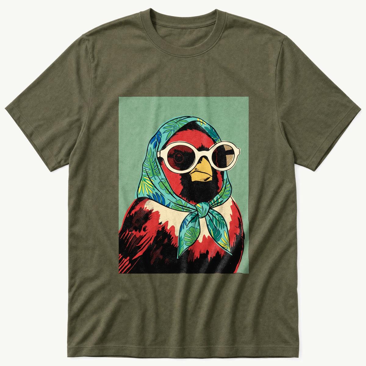 Pop Art Bird 11 — Olive T-Shirt