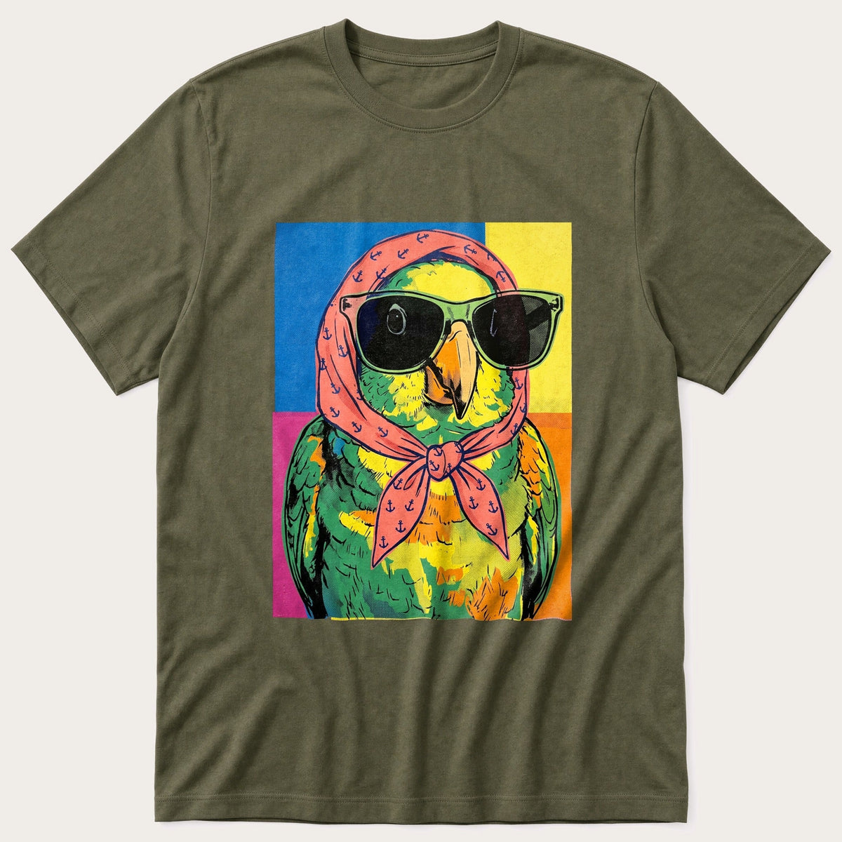 Pop Art Bird 8 — Olive T-Shirt