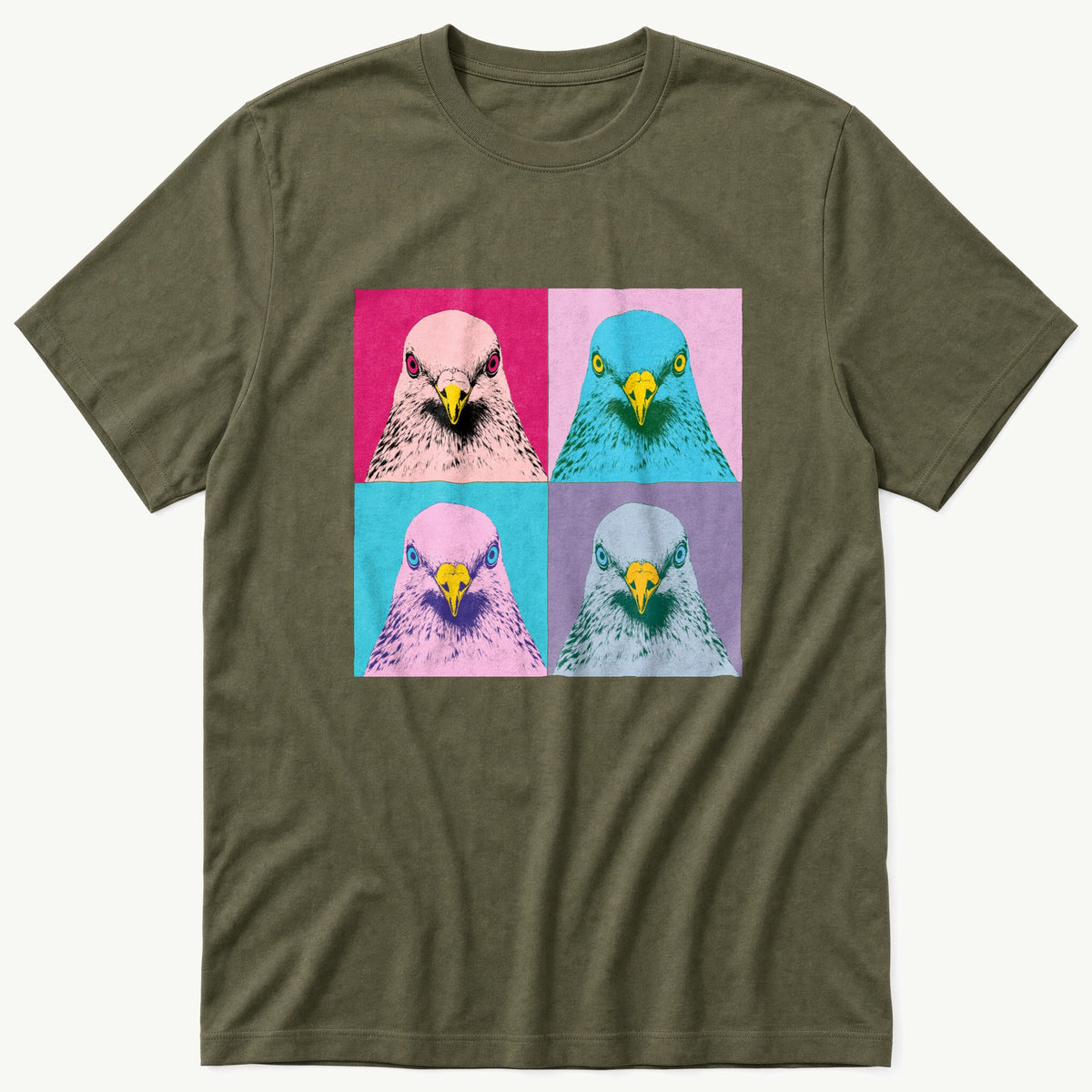 Pop Art Pigeon — Olive T-Shirt