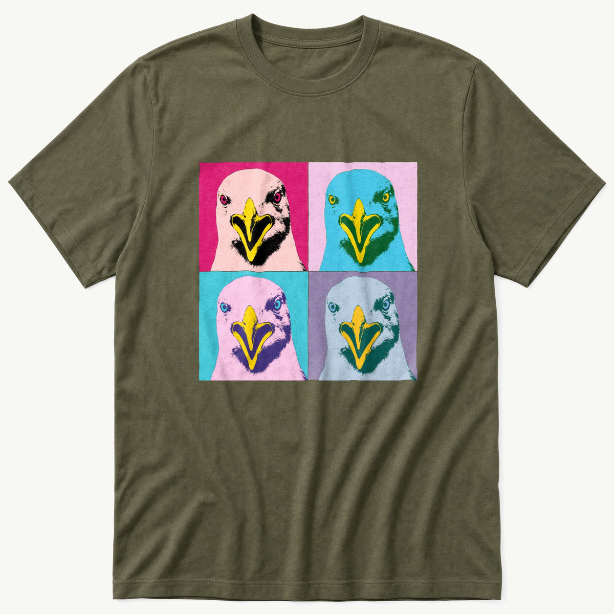 Pop Art Seagull — Olive T-Shirt