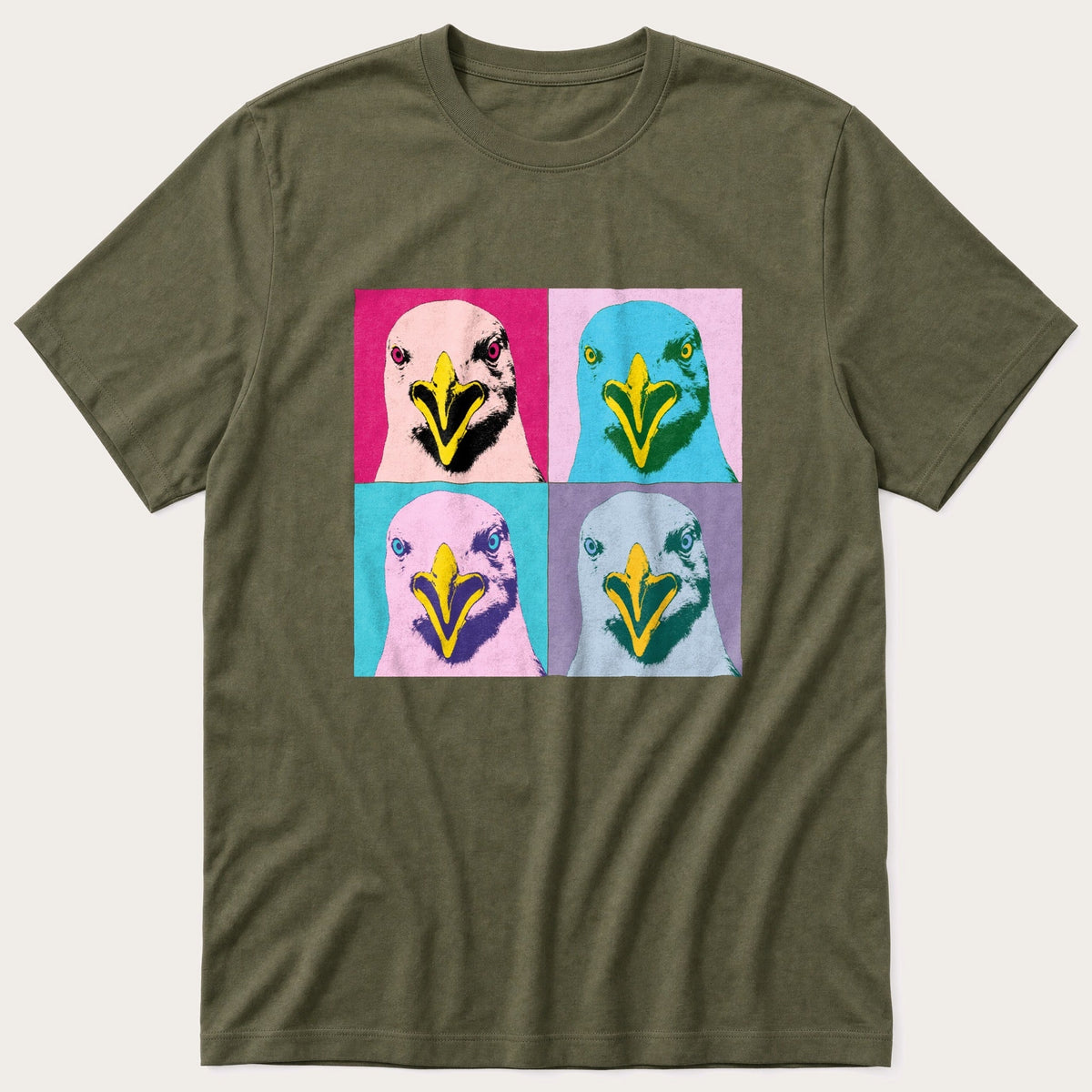 Pop Art Seagull — Olive T-Shirt
