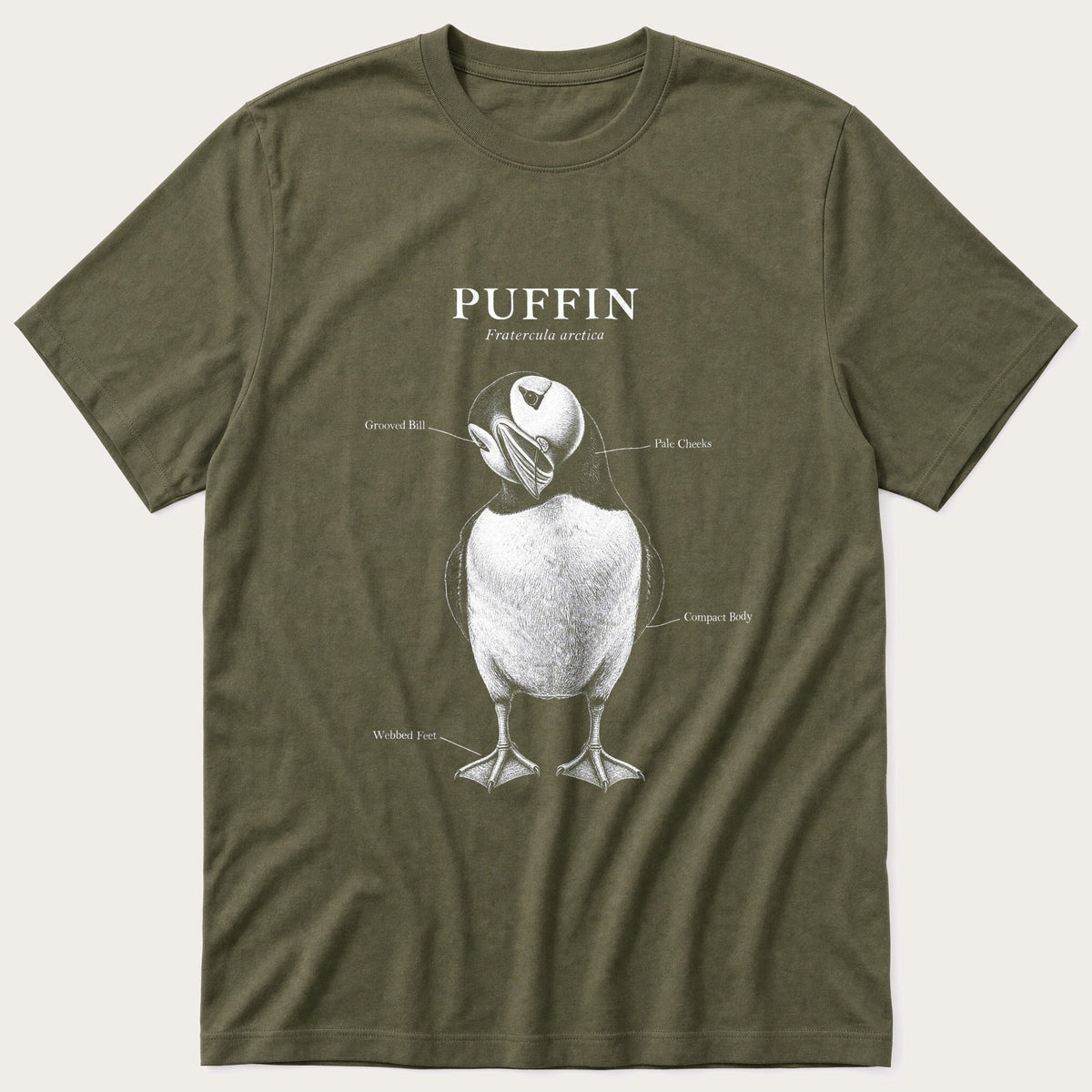 Puffin Anatomy 5 — Olive T-Shirt