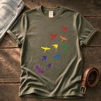 Rainbow birds — Olive Comfort Colors tee
