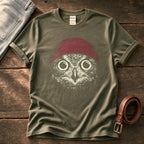 Red Beanie Owl — Olive Comfort Colors tee