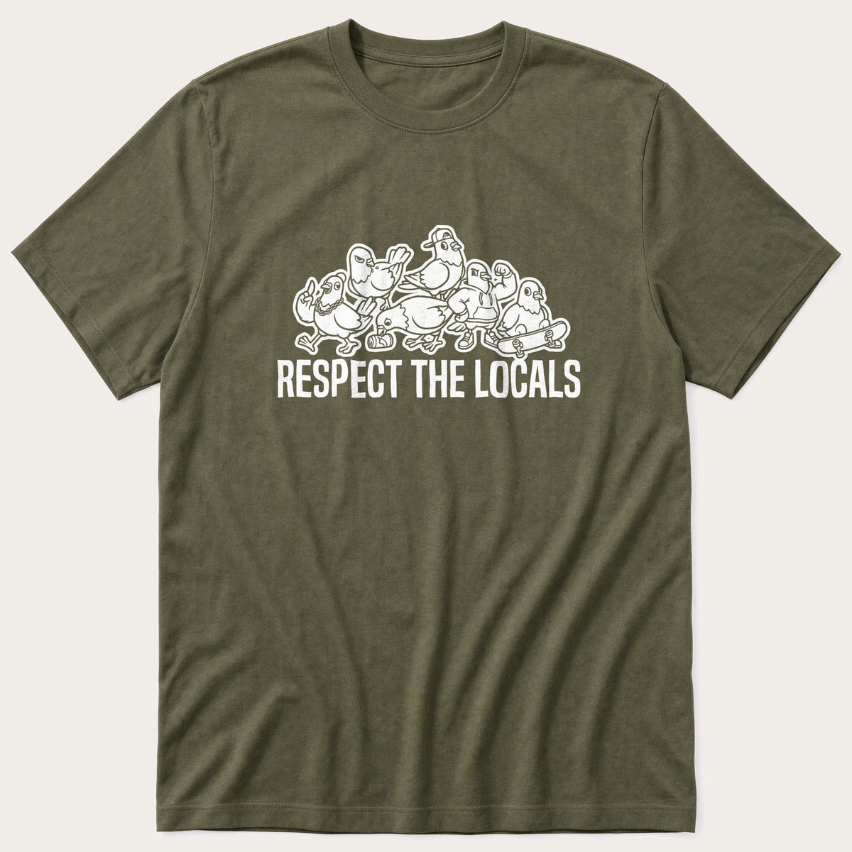 Respect The Locals City Pigeons — Olive T-Shirt