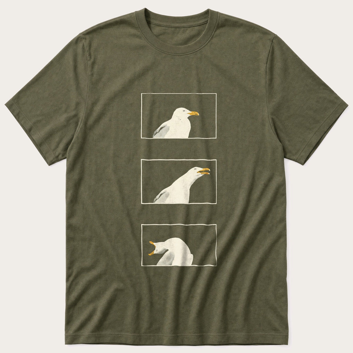 Screaming Seagull 3 — Olive T-Shirt
