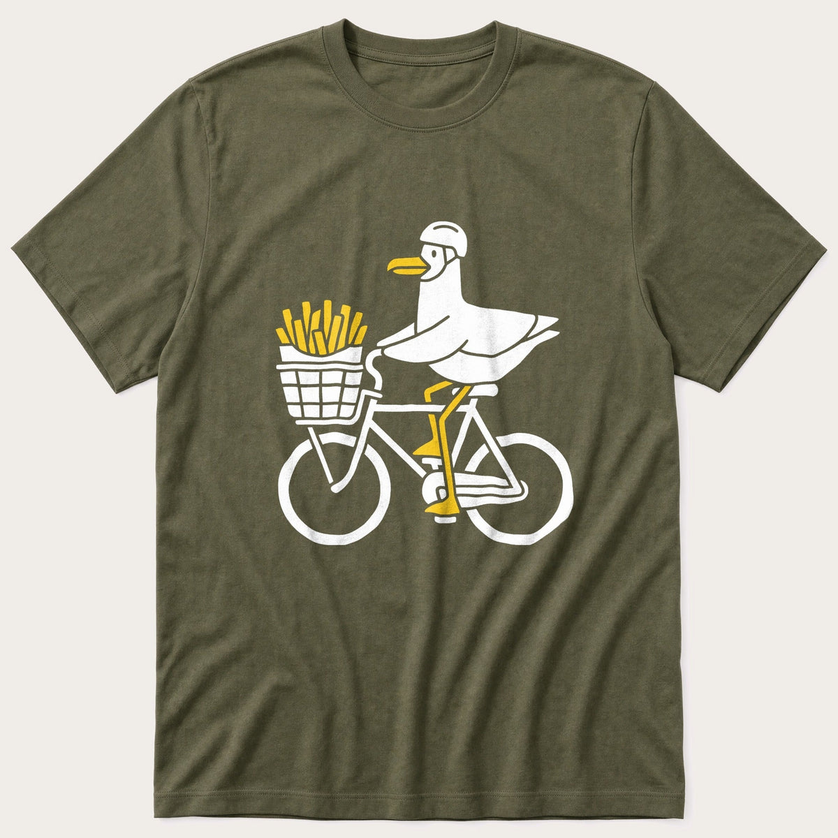 Seagull Bike 3 — Olive T-Shirt
