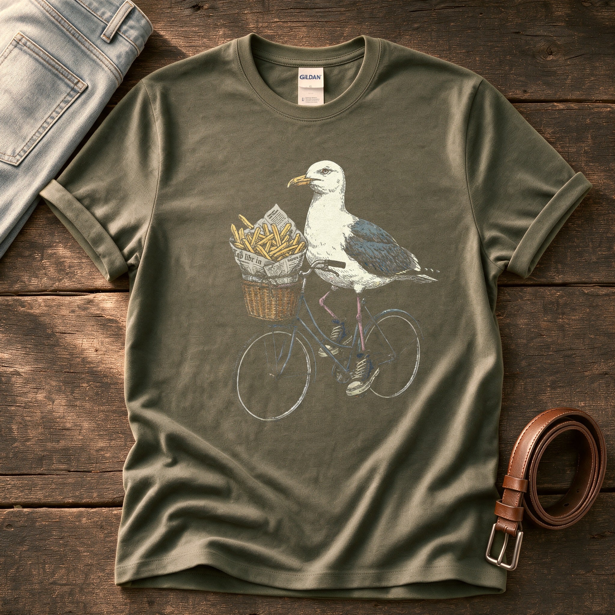 Seagull Bike 67 — Olive Comfort Colors tee