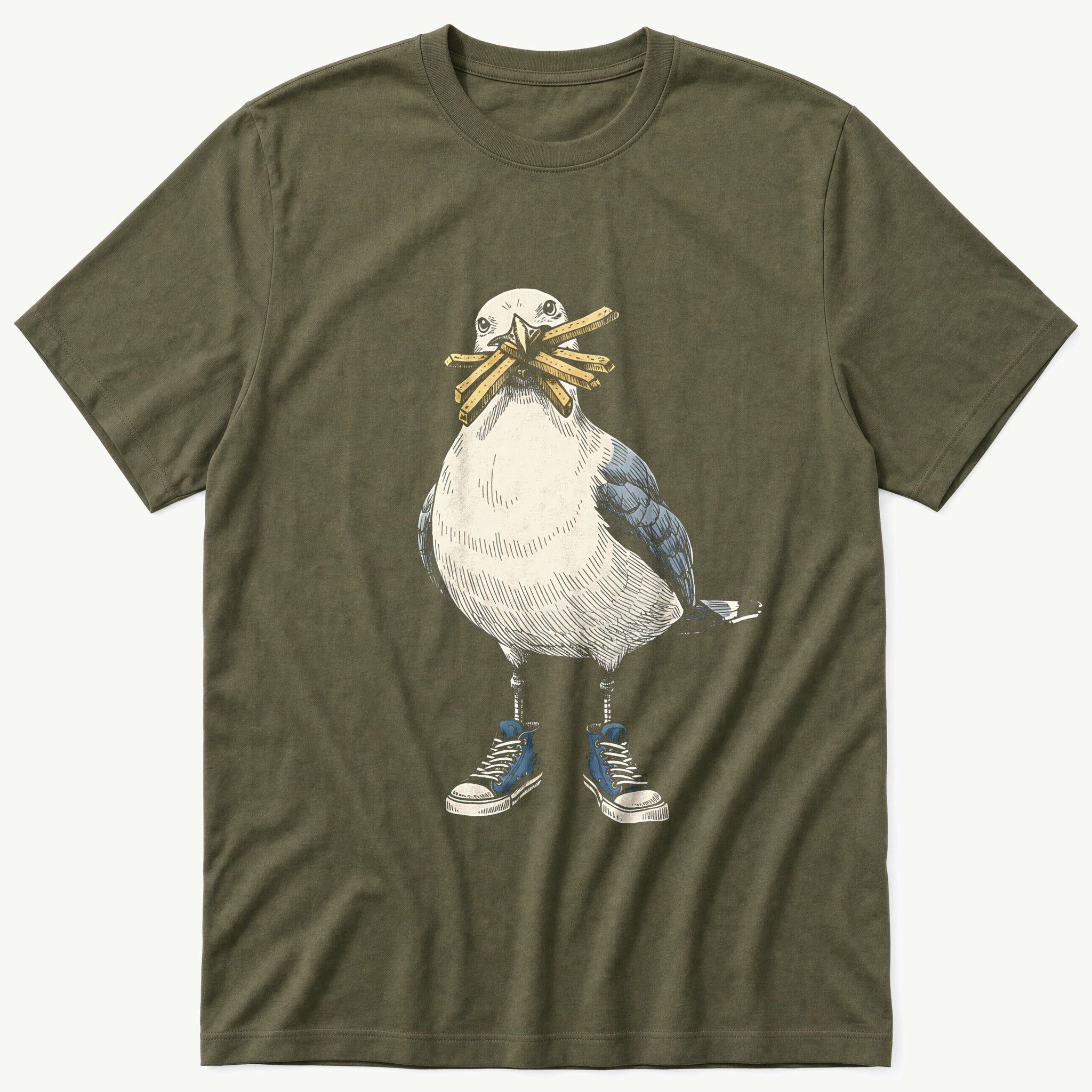 Seagull With Chips 2 — Olive T-Shirt