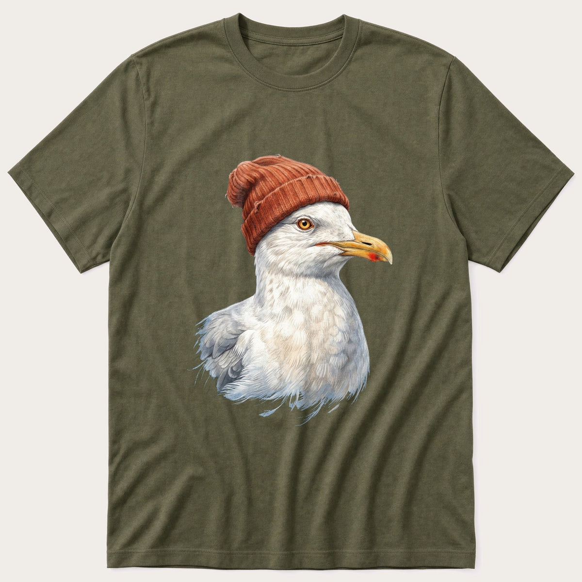 Seagull Wool Hat 1 — Olive T-Shirt