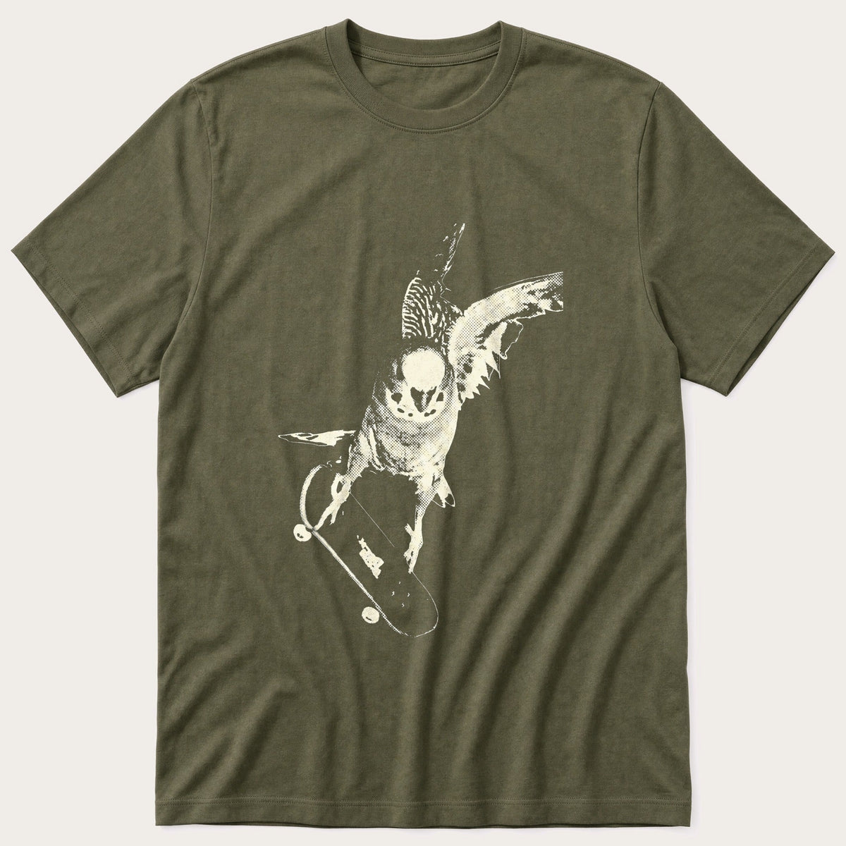 Skater Budgie 17 — Olive T-Shirt