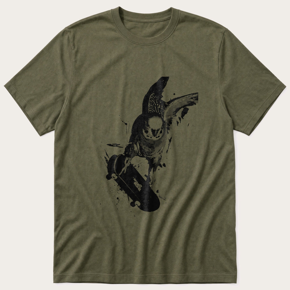 Skater Budgie 32 — Olive T-Shirt
