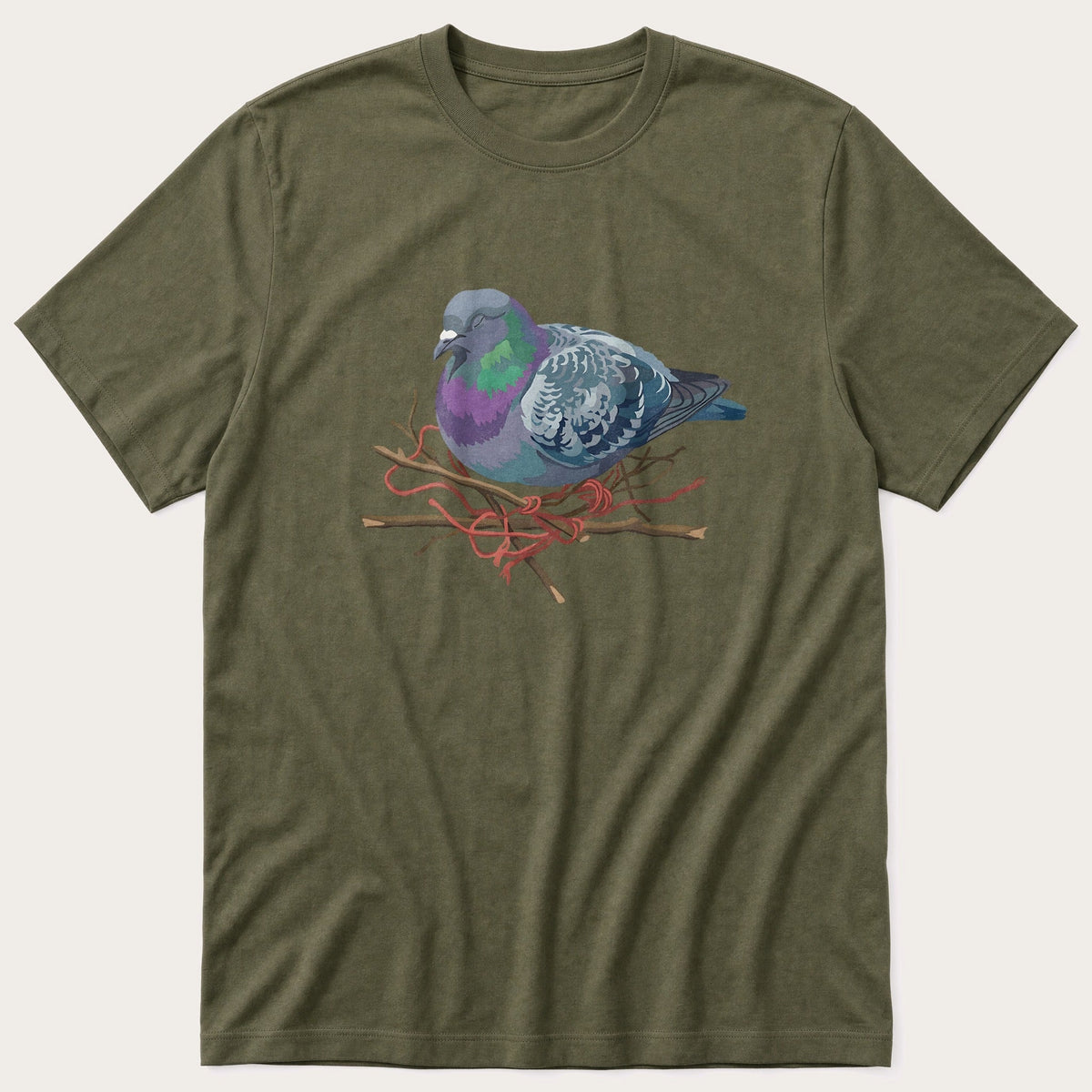 Sleeping Pigeon — Olive T-Shirt