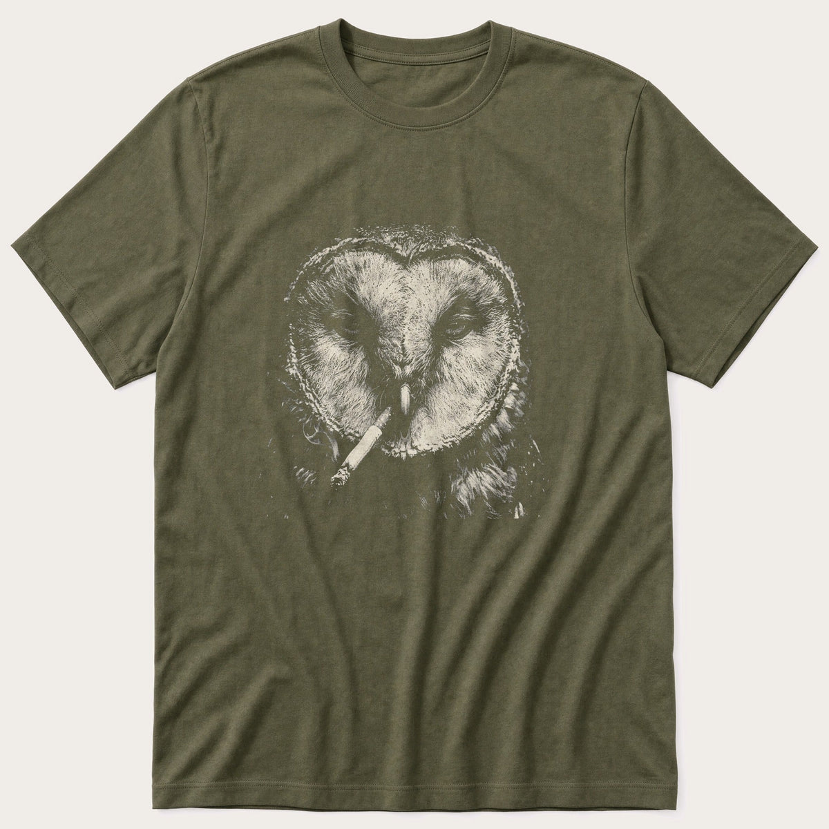 Smoking Owl — Olive T-Shirt
