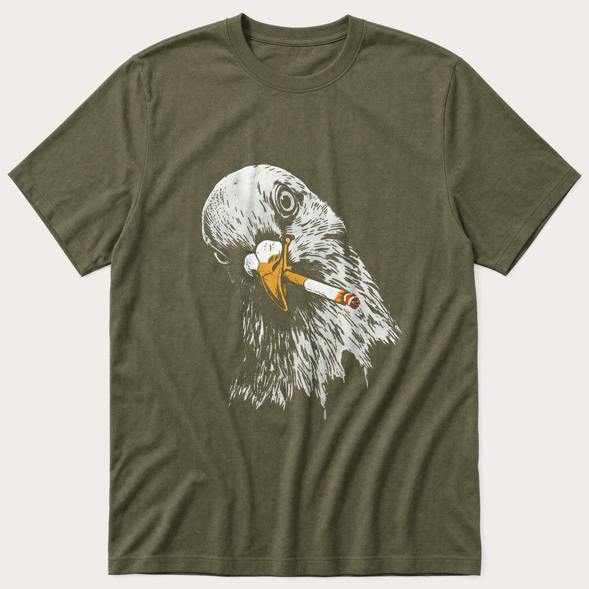 Smoking Pigeon 5 — Olive T-Shirt