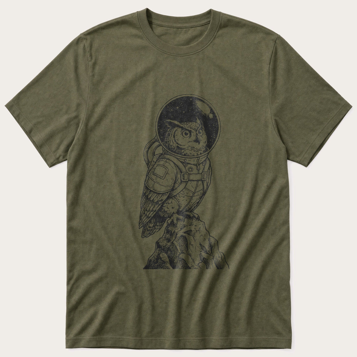Space Owl 5 — Olive T-Shirt