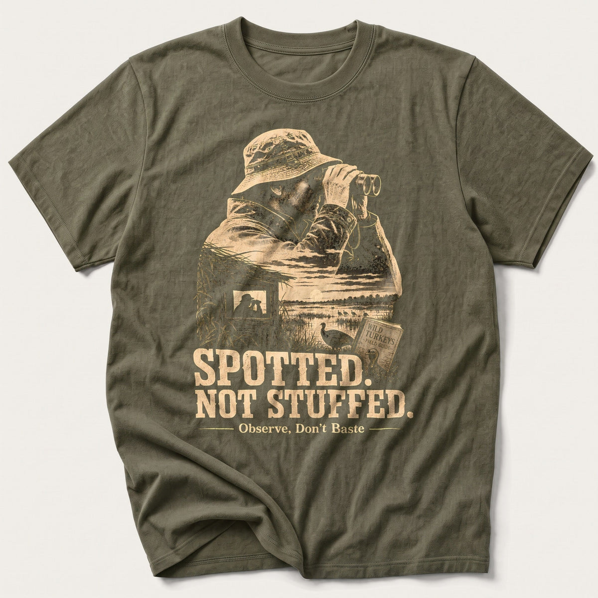 Spotted Not Stuffed Silhouette — Olive T-Shirt