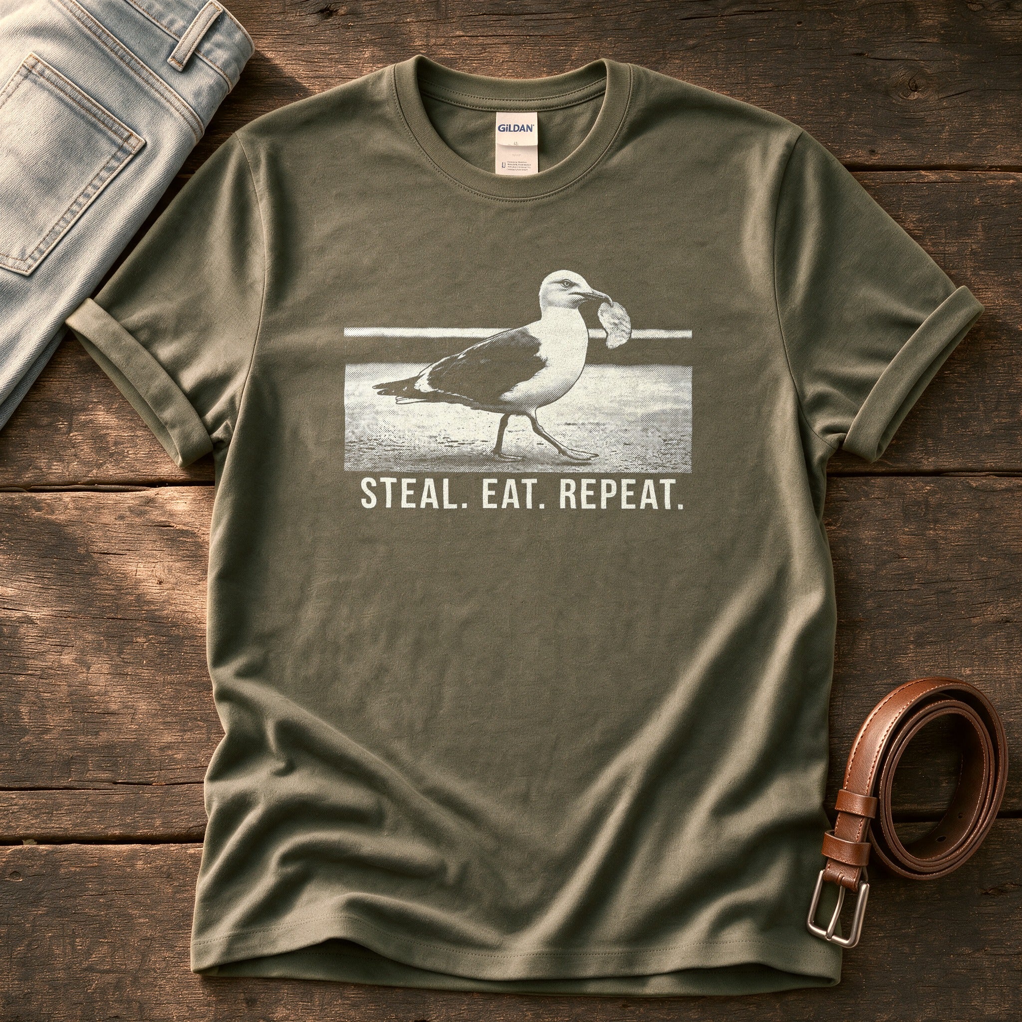 Steal Eat Repeat — Olive Comfort Colors tee