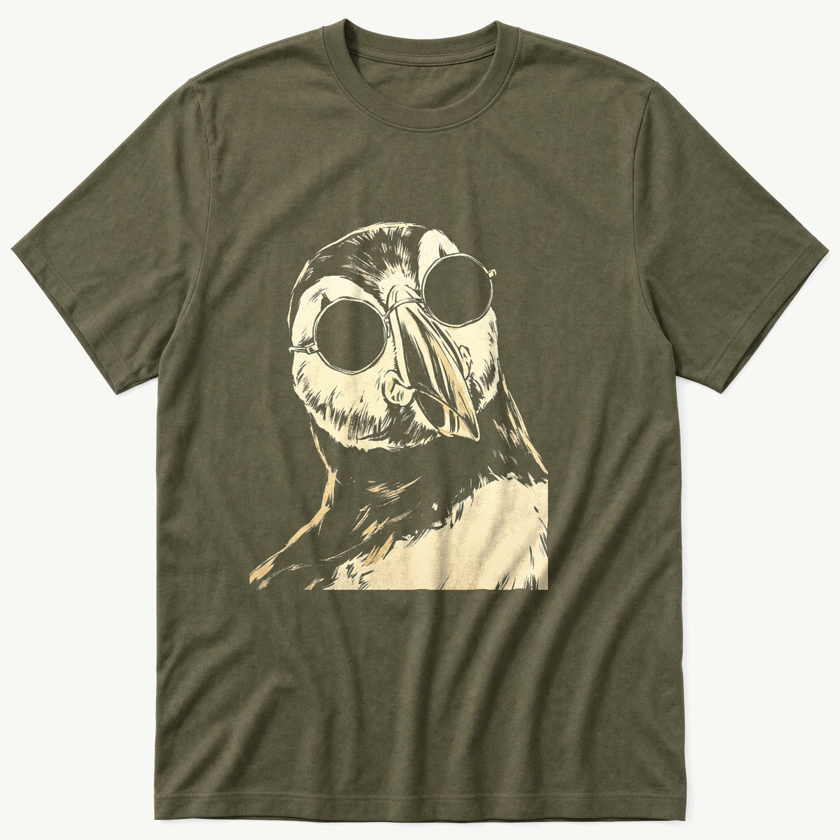 Sunglass Puffin 4 — Olive T-Shirt