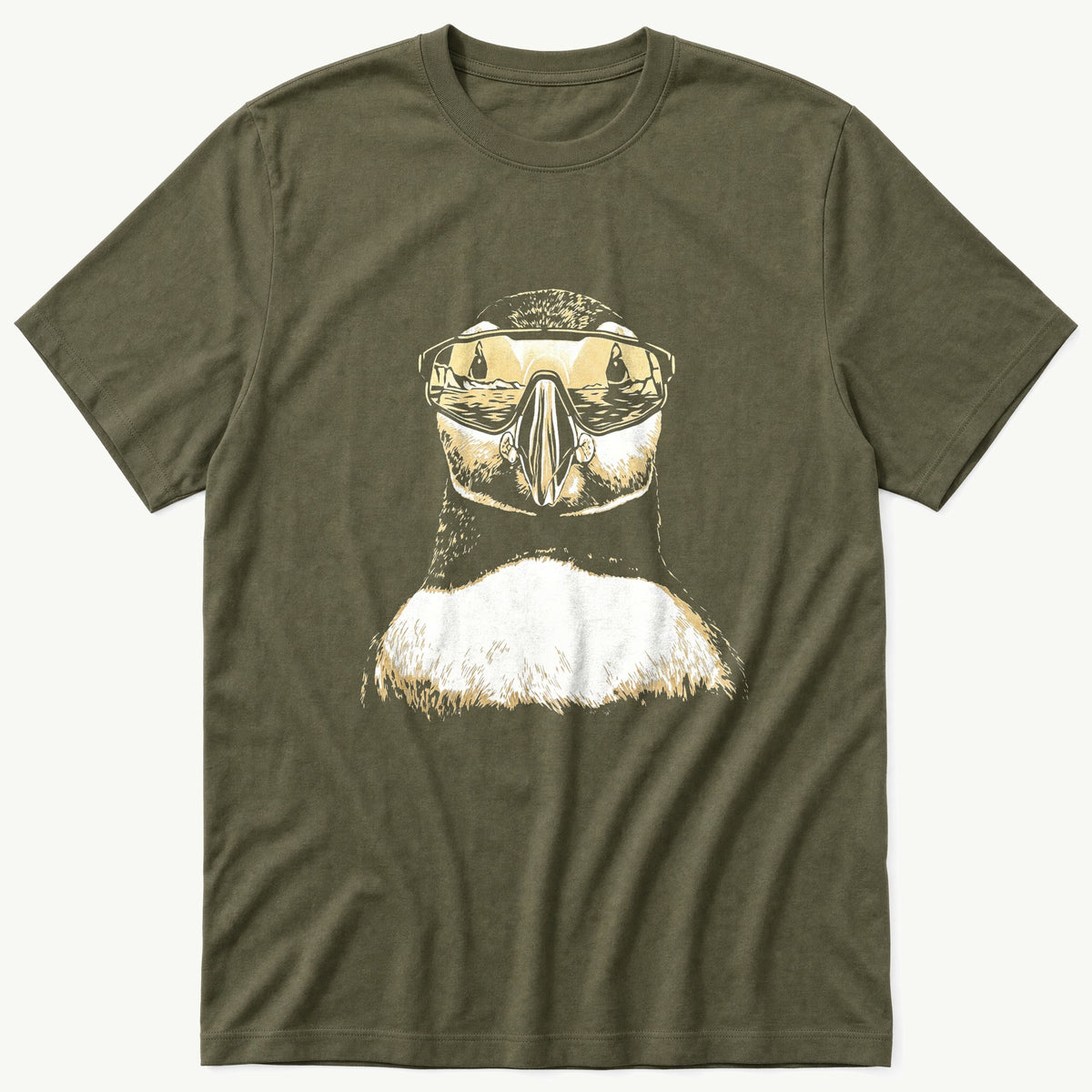 Sunglass Puffin 8 — Olive T-Shirt