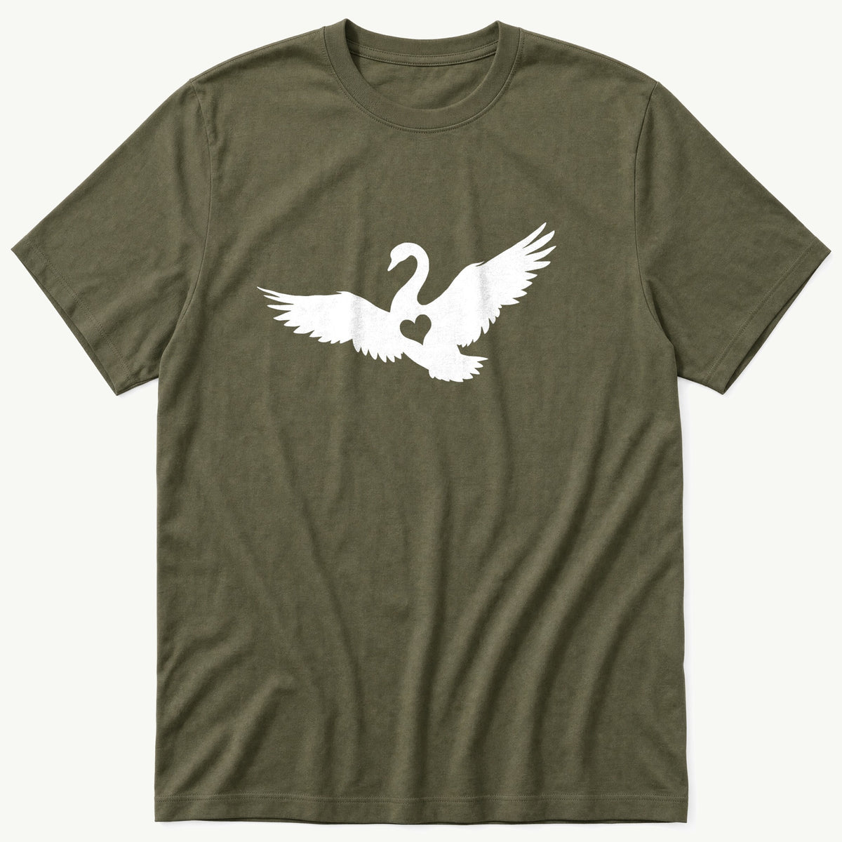 Swan Heart — Olive T-Shirt