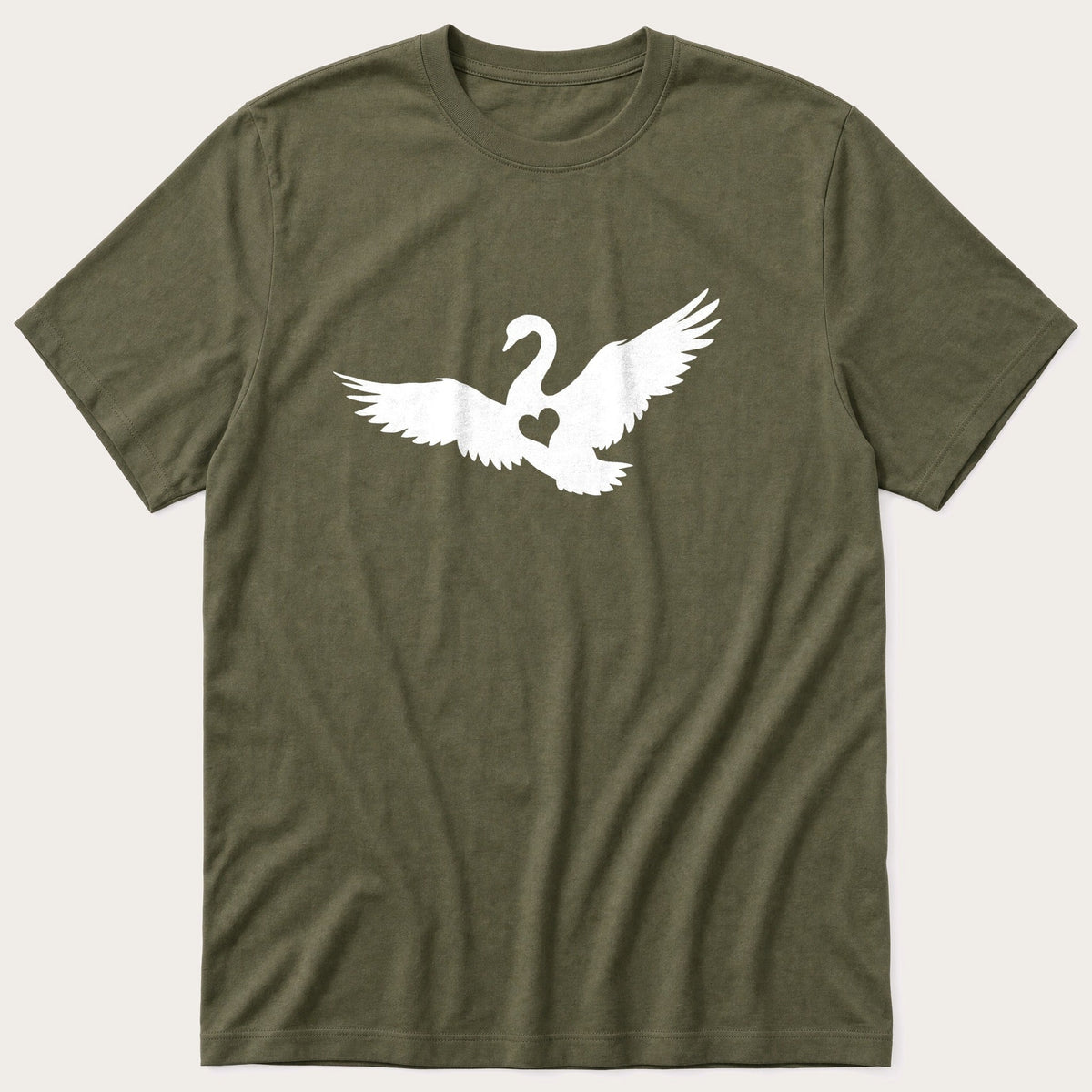 Swan Heart — Olive T-Shirt