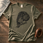 Tilted Head Owl 11 — Olive Comfort Colors tee