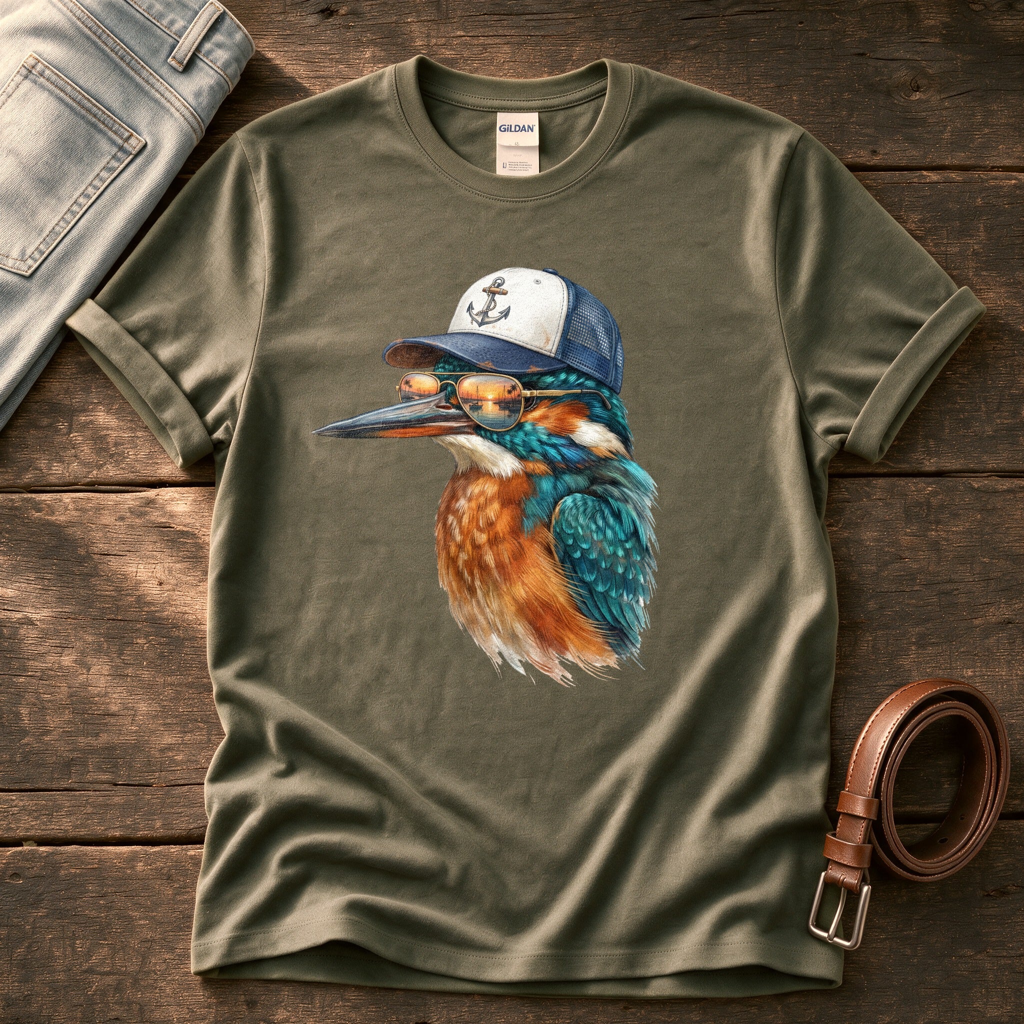 Trucker Fisher 3 — Olive Comfort Colors tee