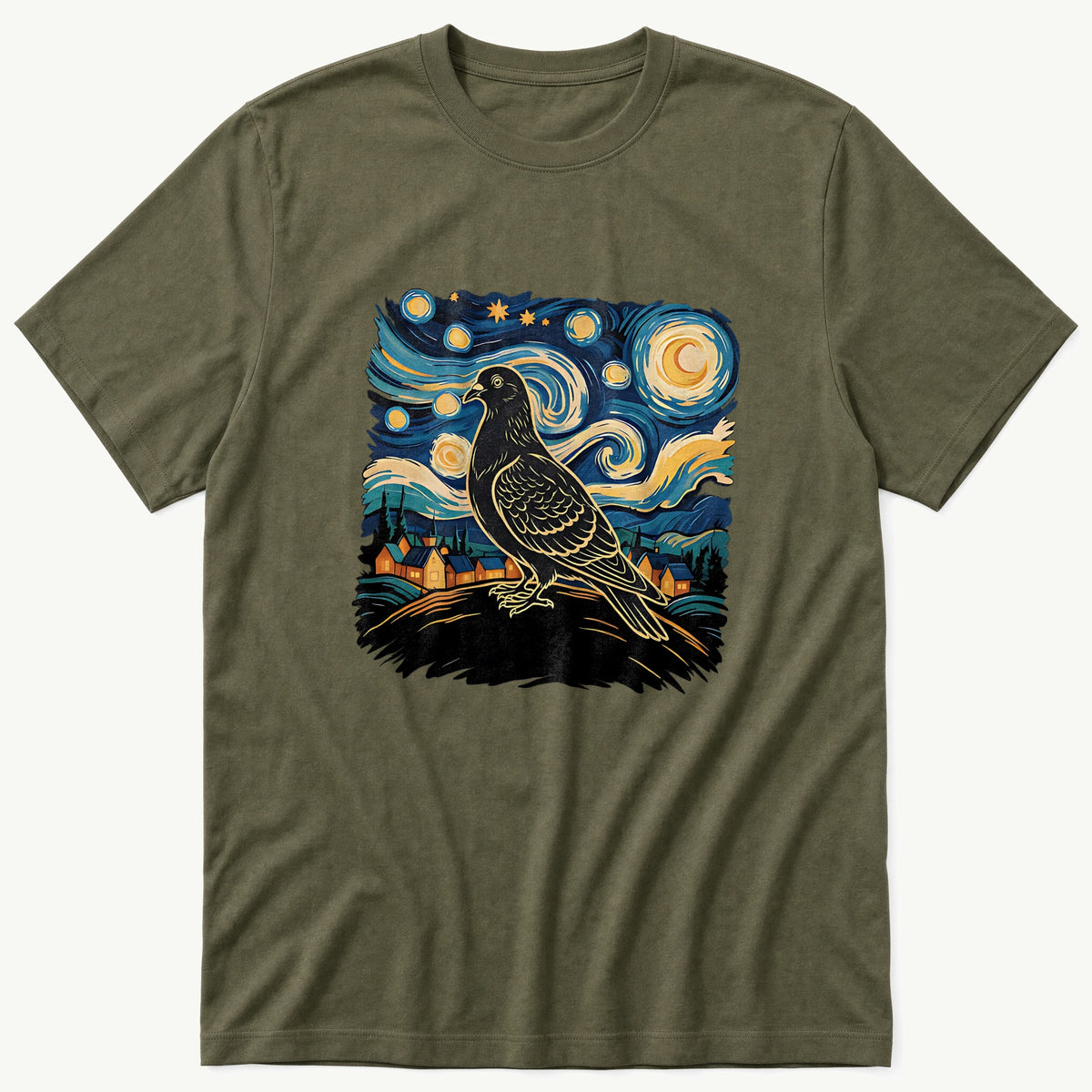 van gough pigeion — Olive T-Shirt