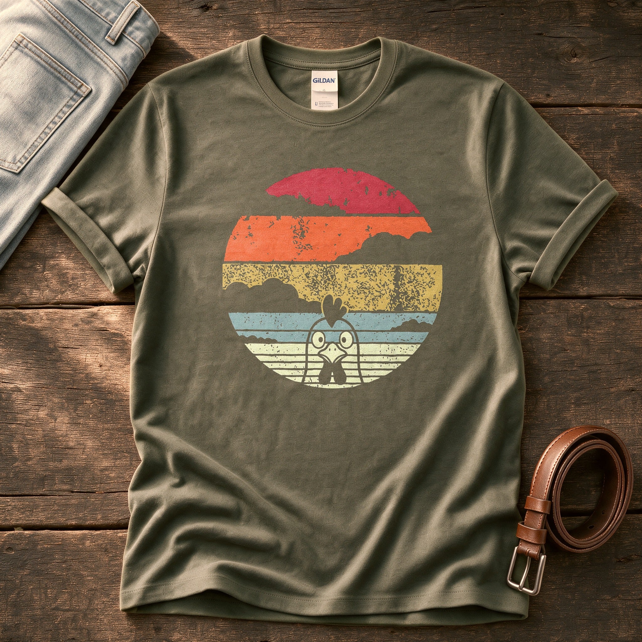 Vintage Hen — Olive Comfort Colors tee