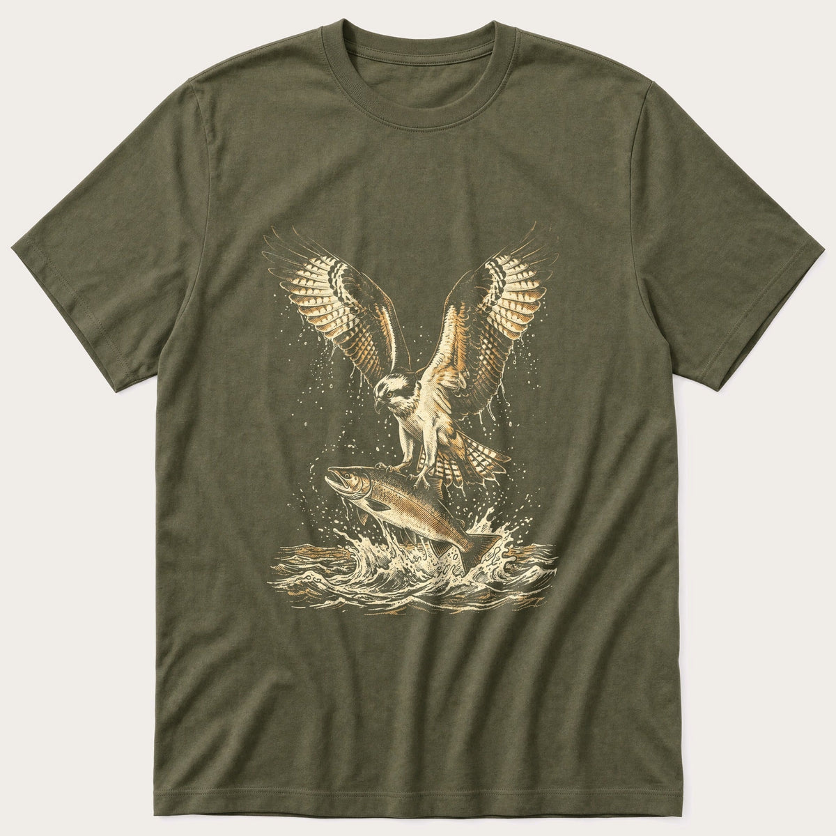 Washed Out Hawk 7 — Olive T-Shirt